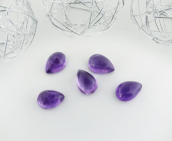 Amehtist 10x7x3.2 mm | cab. druppel | LE0051