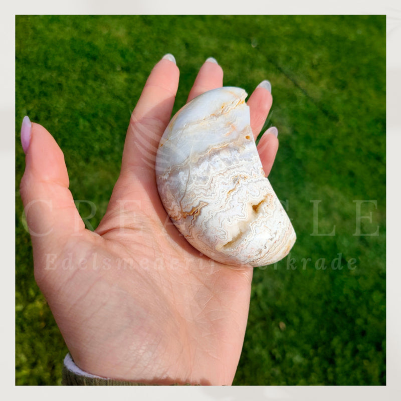 Crazy lace agaat, halve maan vorm