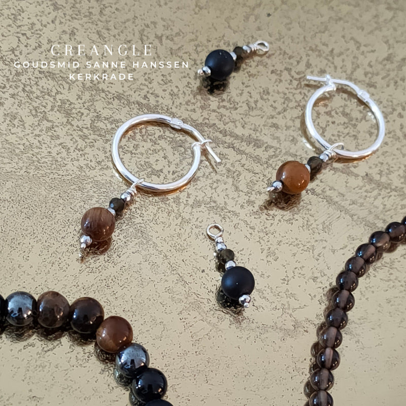 MIX & MATCH - Golden Radiance Hangers -  Bergkristal, Zonnesteen, Rode kwarts