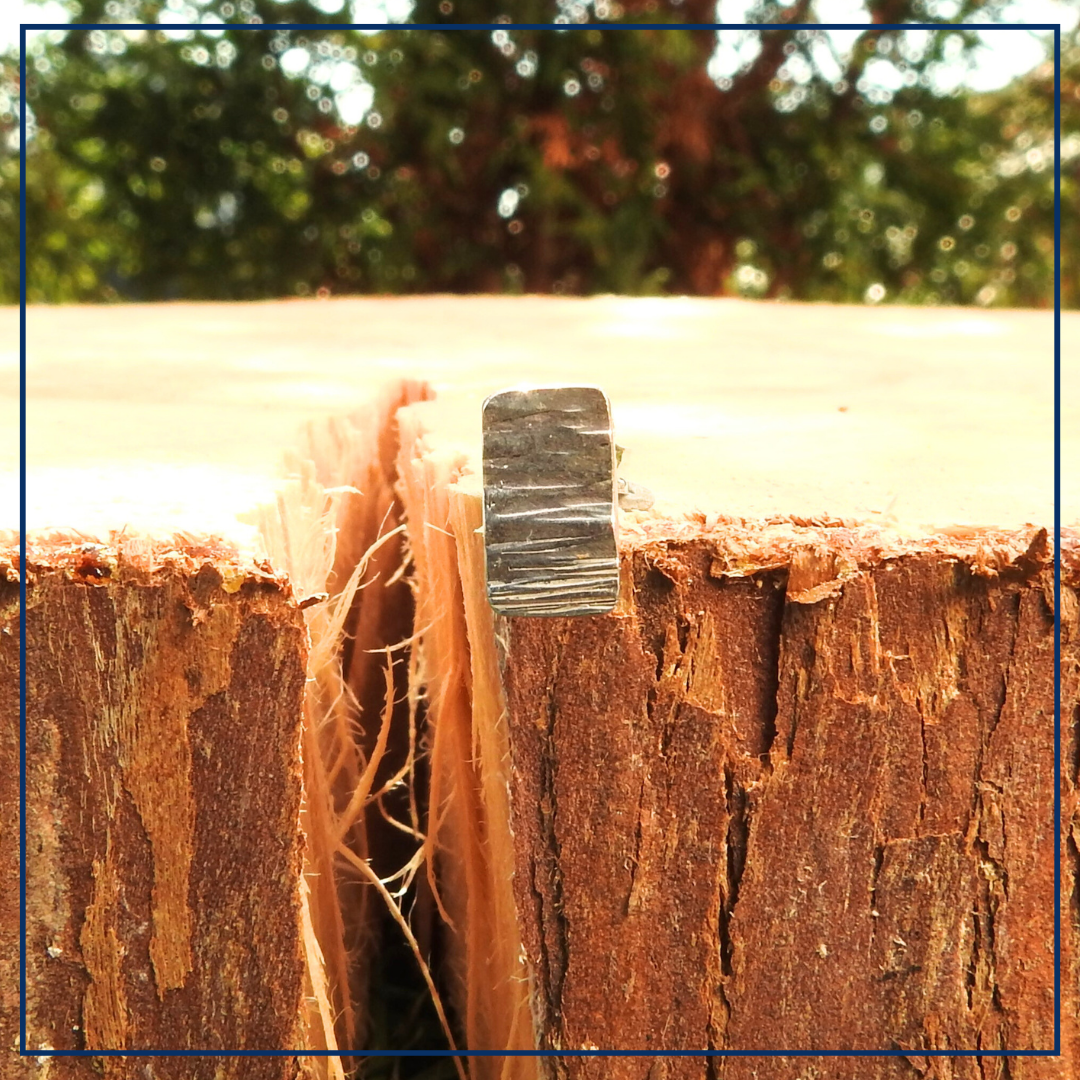 Linear Duo - Gesmede Oorknopjes rechthoek stripe