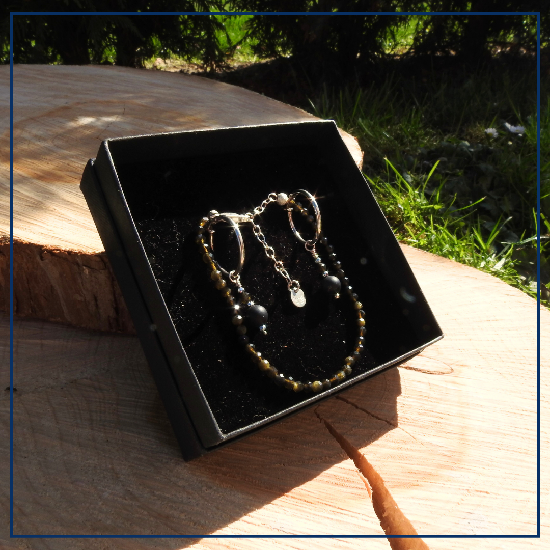 Shadow Strength - Sieraden set Obsidiaan en zwarte agaat