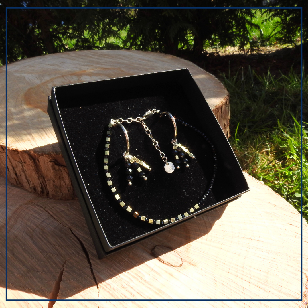 Golden Grounding - Sieraden set Zwarte Spinel & Hematiet