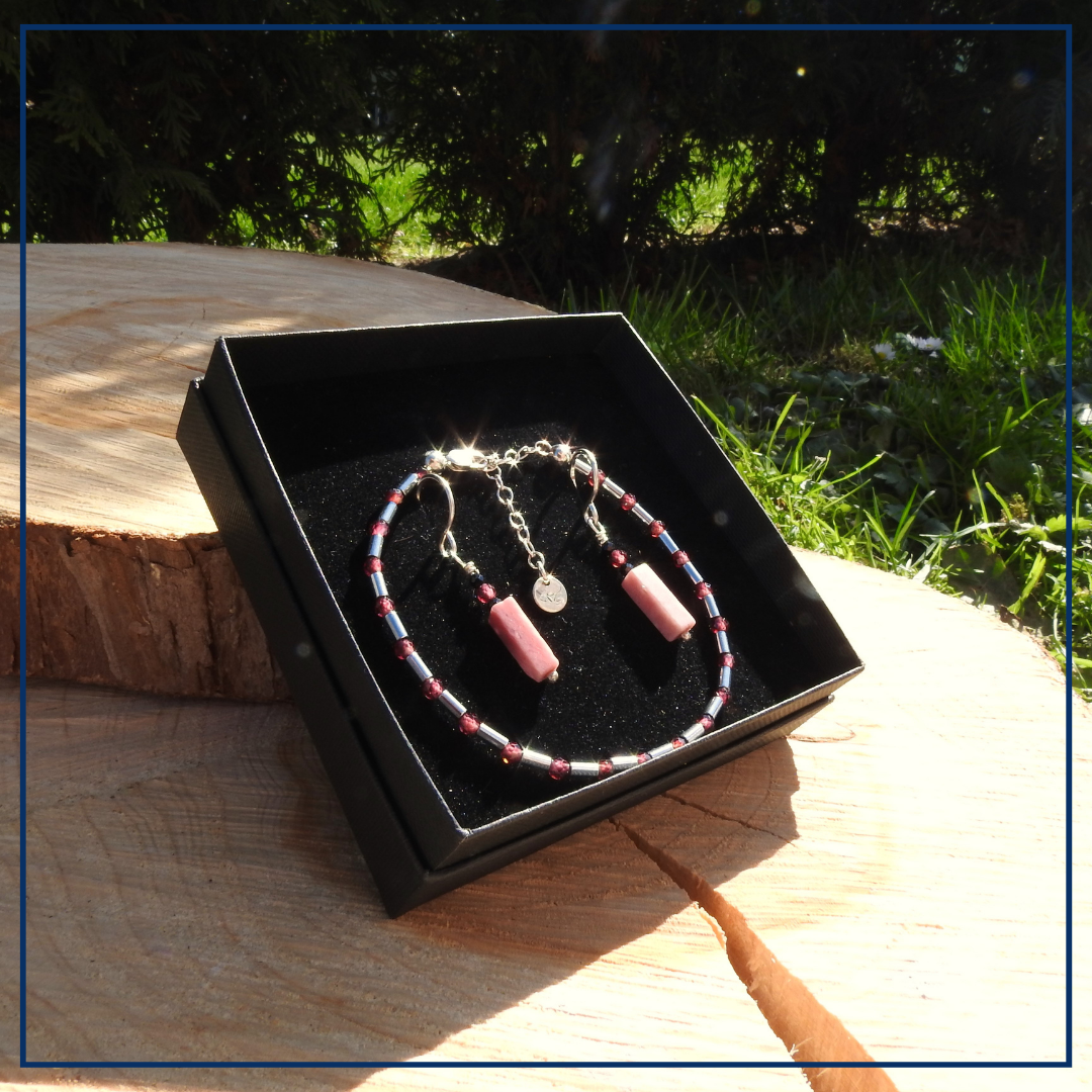 Essence of Strength - Sieraden set Rhodoliet & Hematiet