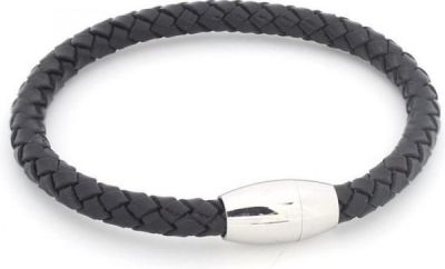 Ryan - 5 mm - zwart zilver - lederen armband