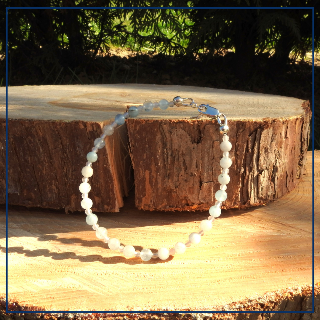 Serenity Blossom - Armband Aquamarijn & Roze kwarts