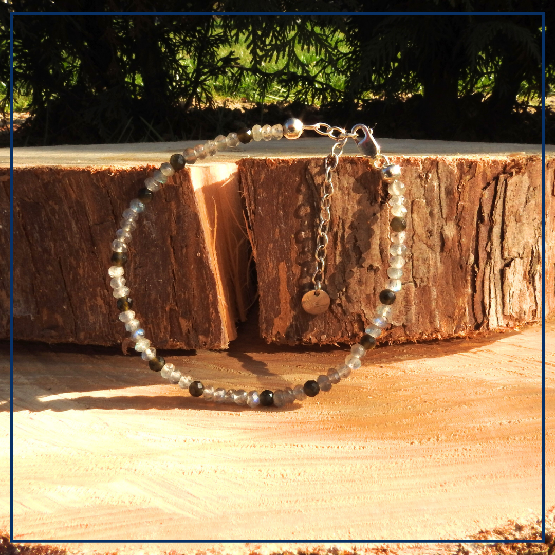 Aurora - Armband Labradoriet & obsidiaan