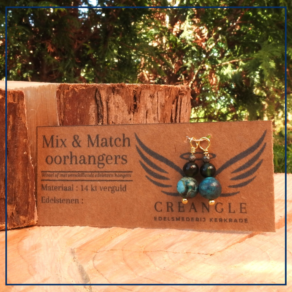 MIX & MATCH -True Essence Hangers - Chrysocolla, Tourmalijn, Pyriet