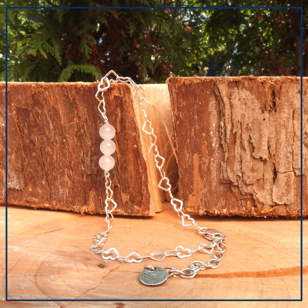 Love Blossom - Zilveren armband met Rozekwarts