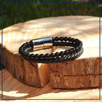 Noir - Lederen armband met agaat