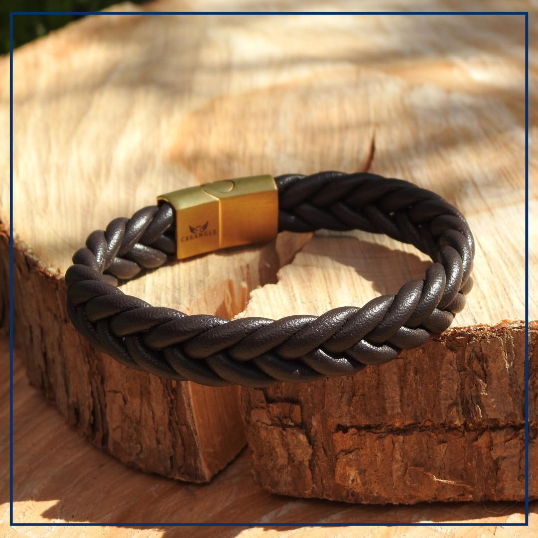 Buck - Lederen armband bruin gevlochten