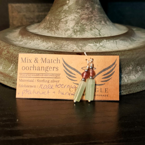 MIX & MATCH - Roze tourmalijn, hematien & prehniet