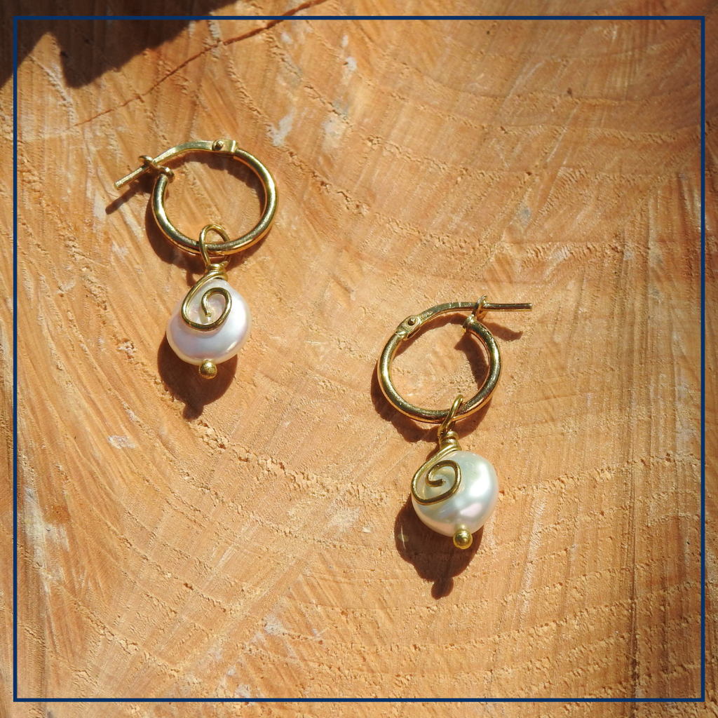 Pearl Drop - oorhangers 14 kt vermeil