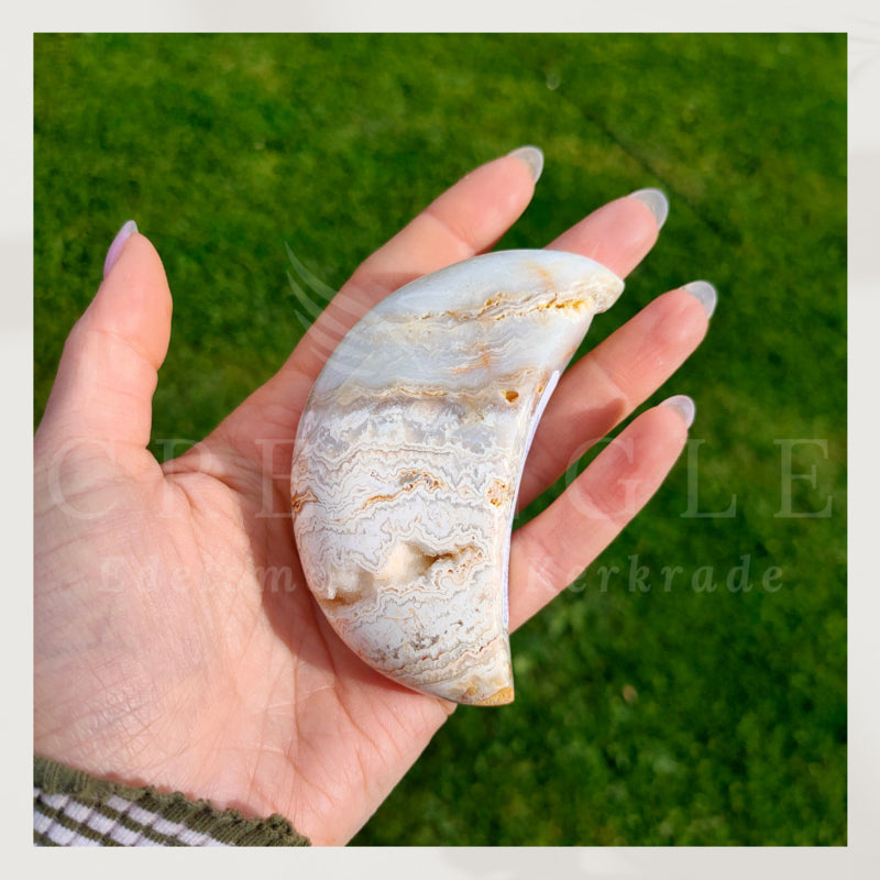 Crazy lace agaat, halve maan vorm