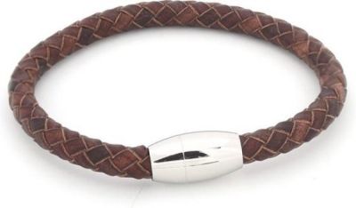 Ryan - 5 mm - Bruin zilver - lederen armband
