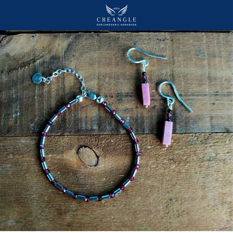 Essence of Strength - Sieraden set Rhodoliet & Hematiet