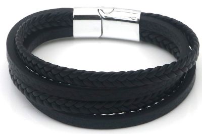 Noah - Zwart - Lederen armband
