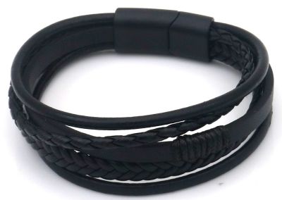 Milo - Zwart - Lederen armband