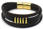 Jace - Bruinzwart goud - Lederen armband