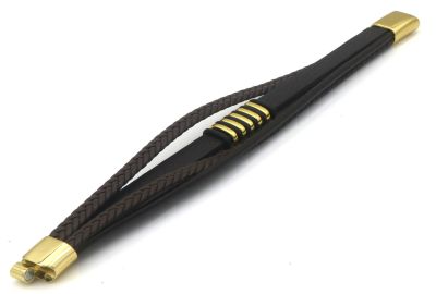 Jace - Bruinzwart goud - Lederen armband