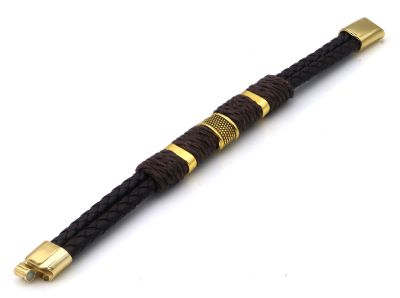 Zayn - Bruin goud - Lederen armband
