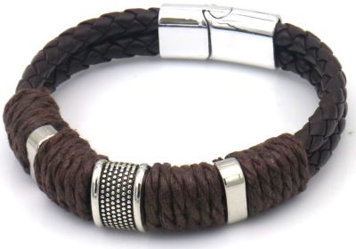 Zayn - Bruin zilver - Lederen armband