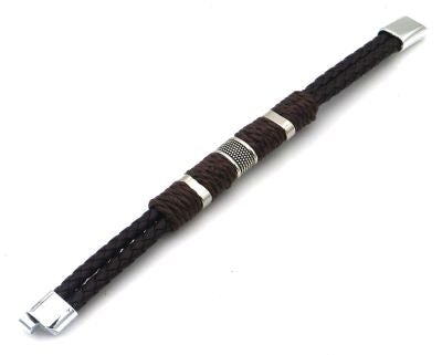 Zayn - Bruin zilver - Lederen armband
