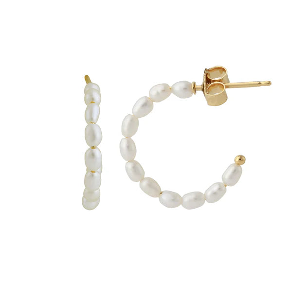 Luna - 18 kt vergulde Parelcreolen