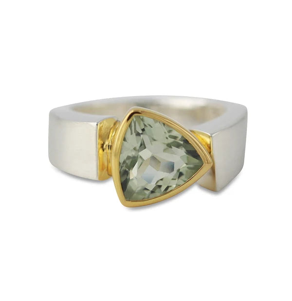 Celeste – Prasioliet ring in zilver en 18 karaat verguld