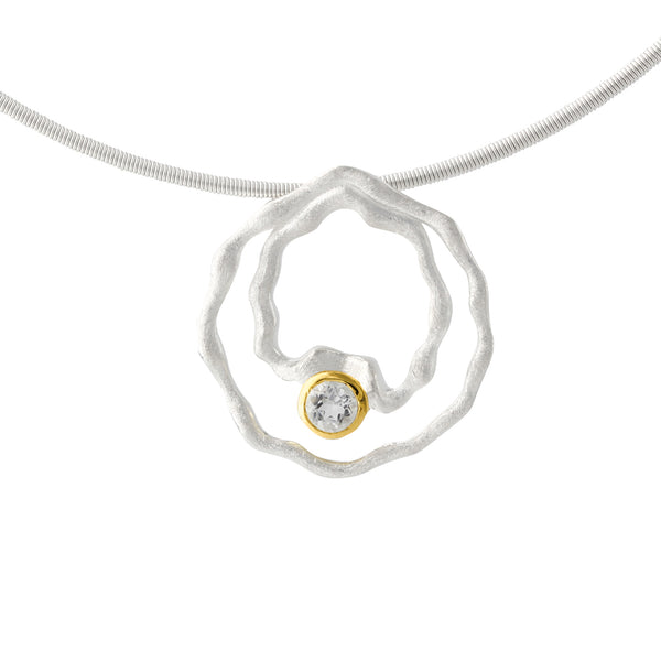 Elara – Witte edeltopaas hanger in zilver en 18 karaat verguld