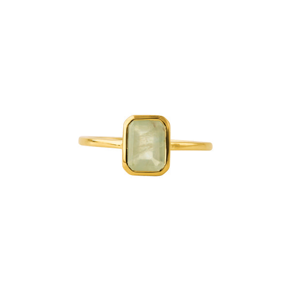 Verde – Prehniet ring, 18 karaat verguld