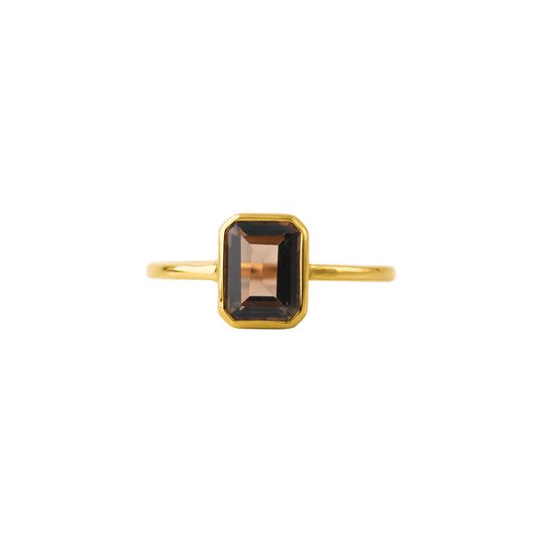 Nola – Rookkwarts ring, 18 karaat verguld