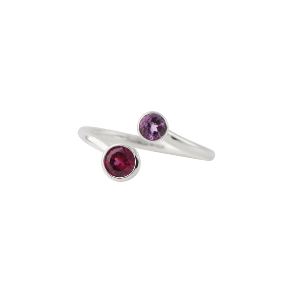 Amara – Rhodoliet en amethist ring in sterling zilver