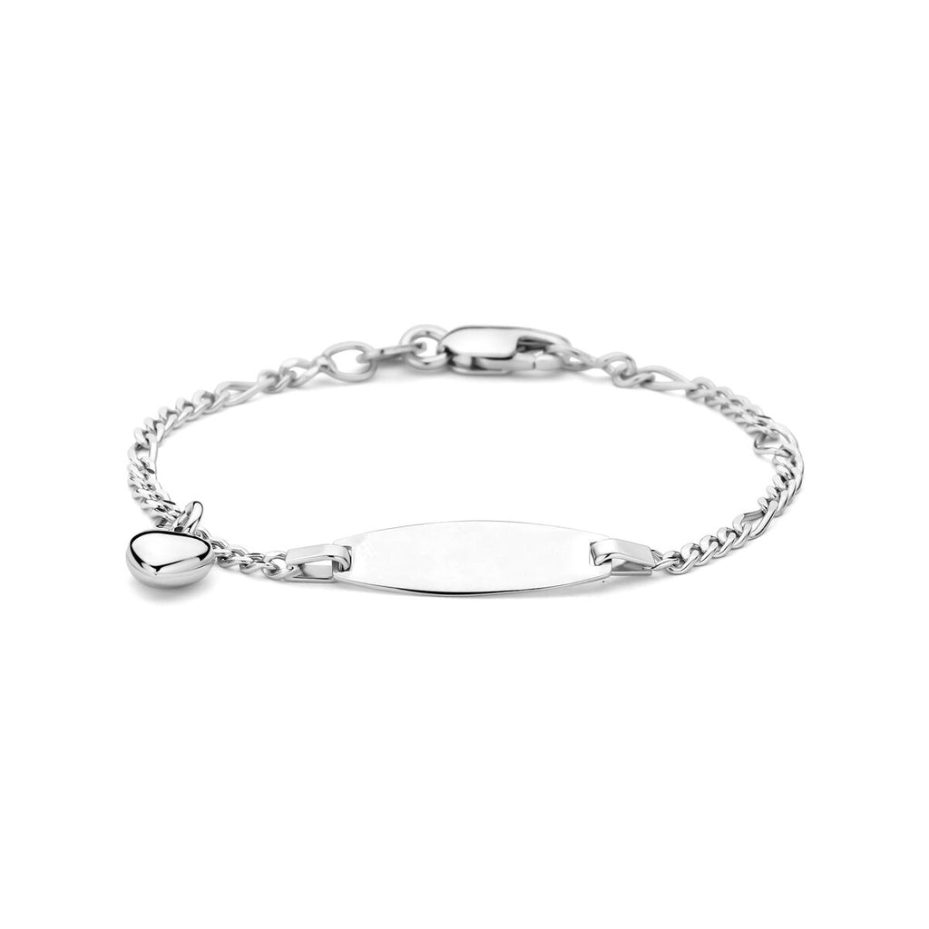 Graveerarmband ovaal met bedel hartje | 11 - 13 cm | Zilver