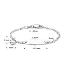 Graveerarmband ovaal met bedel hartje | 11 - 13 cm | Zilver