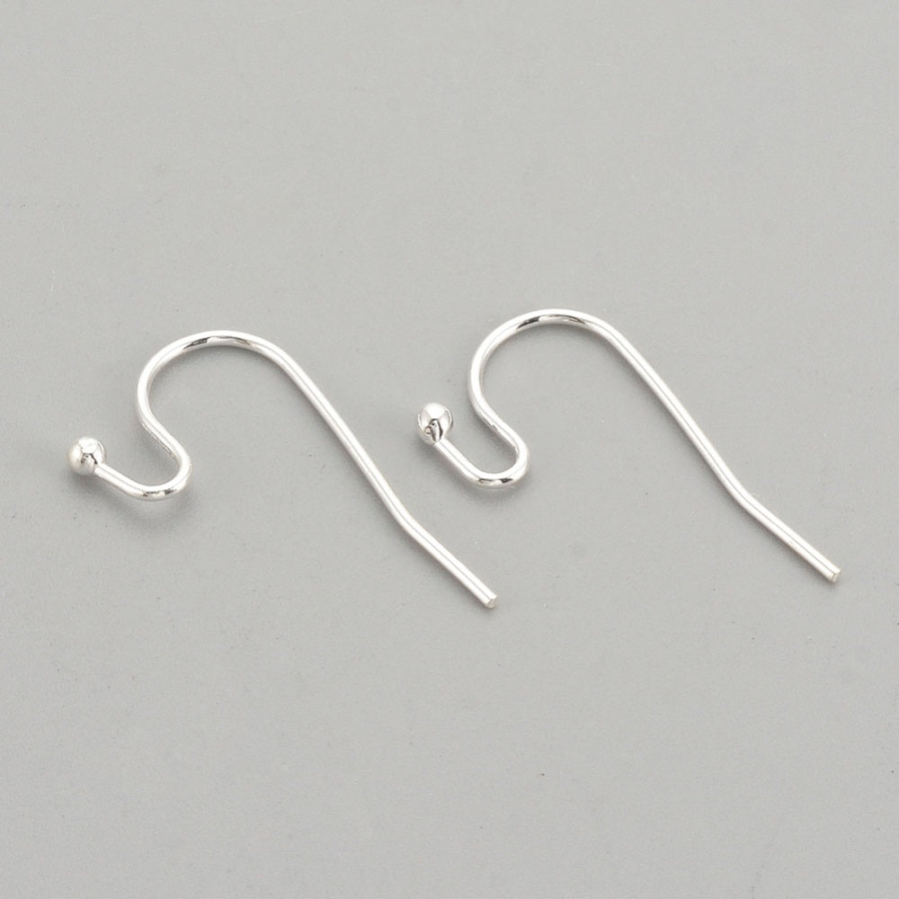 Oorhaken, glad met eindbal, sterling zilver