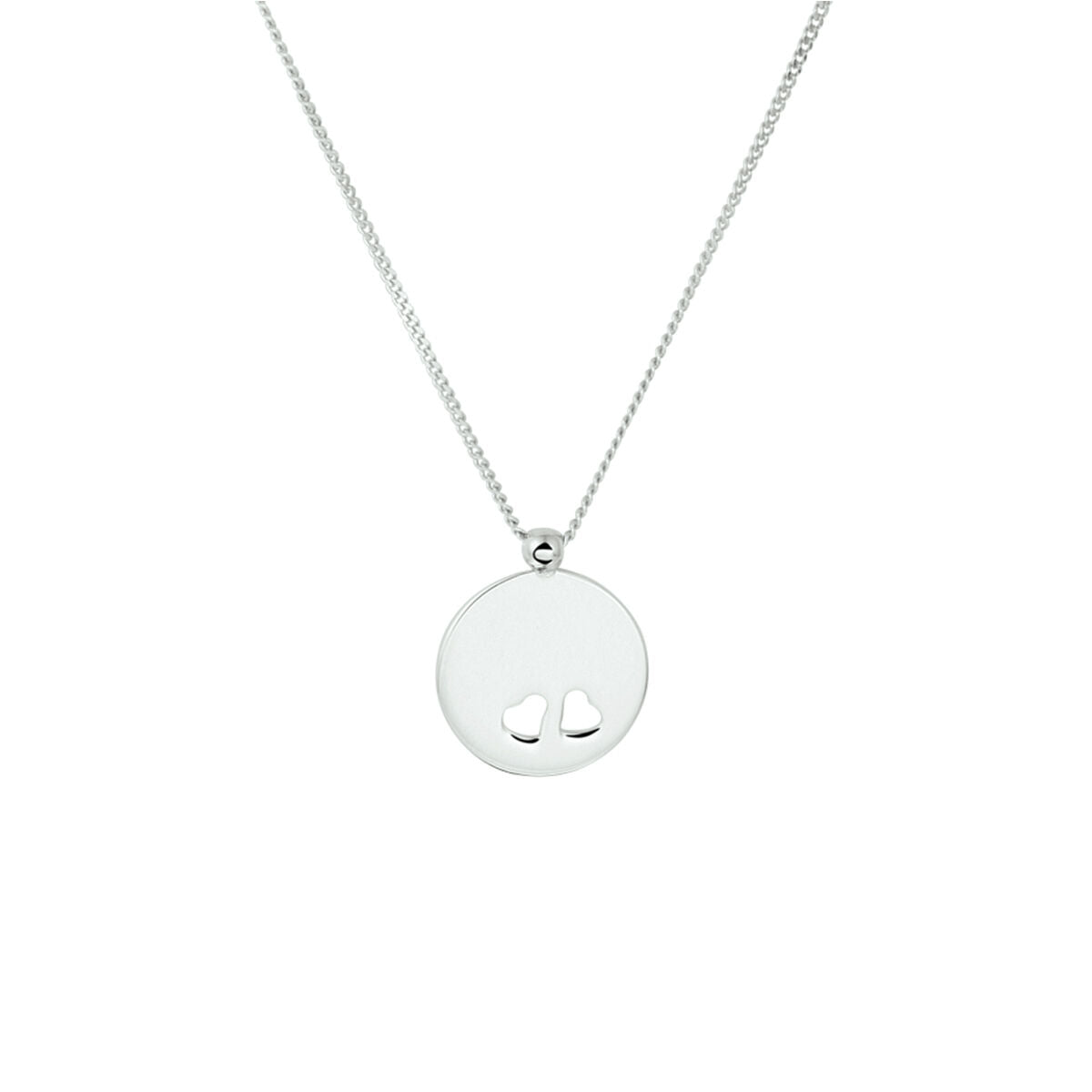 Graveerhanger cirkel met hartjes incl. ketting | Zilver | 14,5 mm