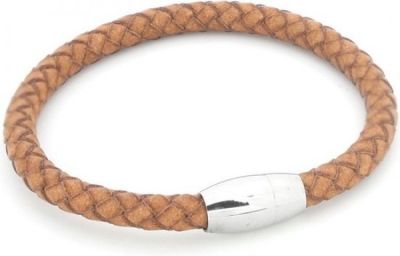 Ryan - 5 mm - lichtbruin zilver - lederen armband