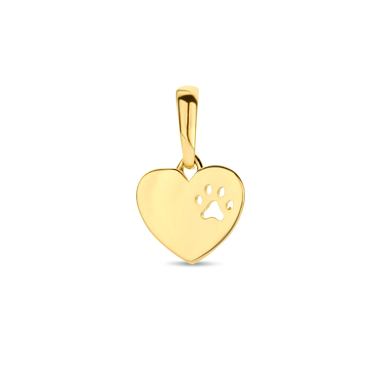 Graveerhanger hart met hondenpoot | 14k | 8 mm