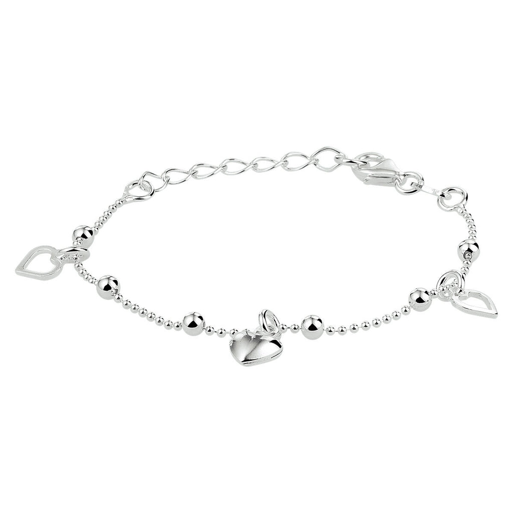 Kinder armband bedels hartjes | 13-16 cm | Zilver