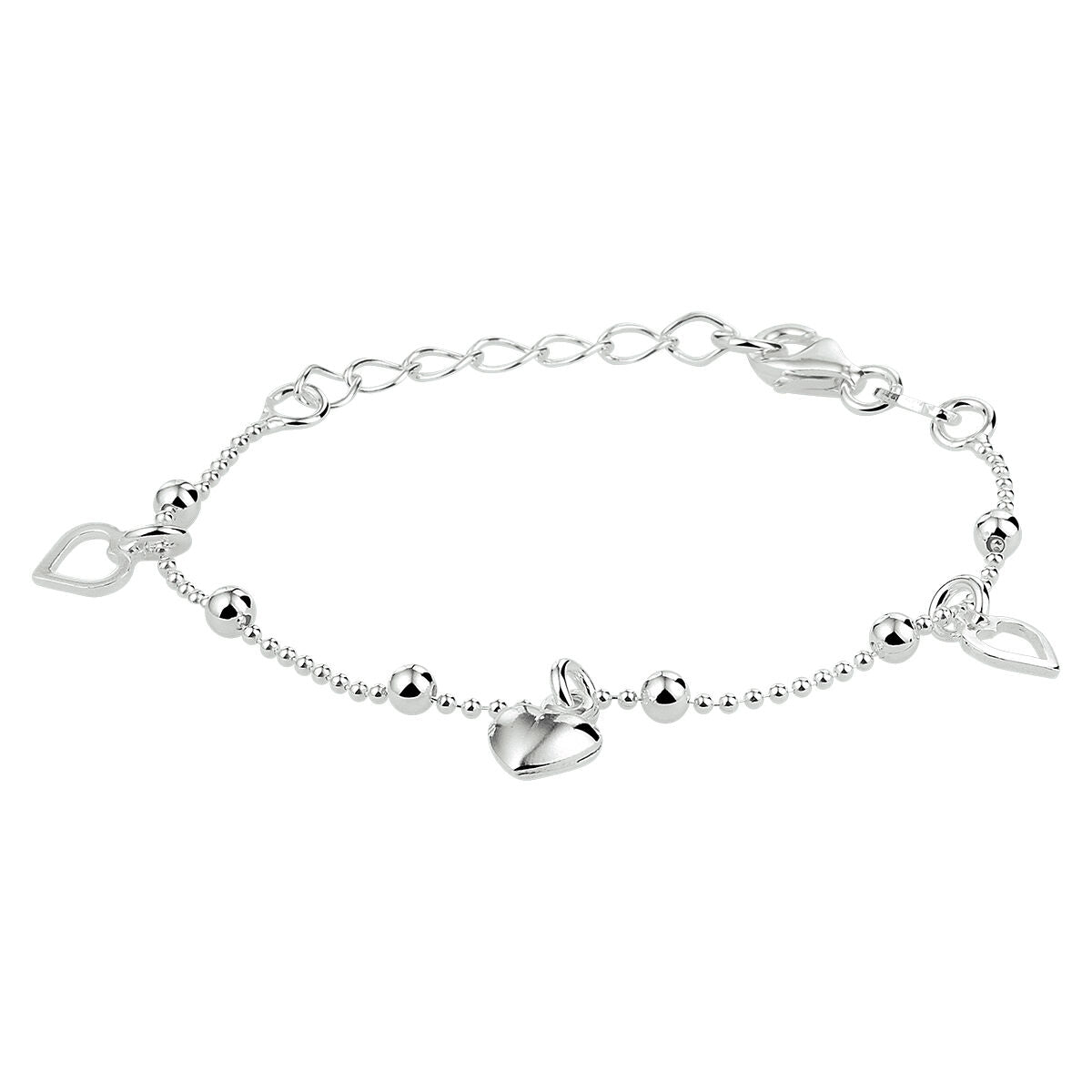 Kinder armband bedels hartjes | 13-16 cm | Zilver
