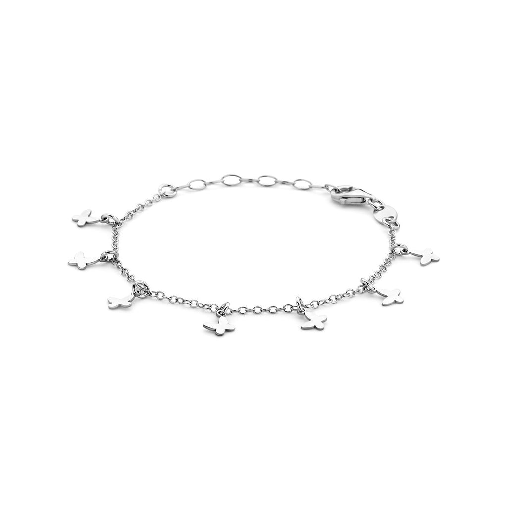 Kinder armband bedels vlinder | 13-16 cm | Zilver