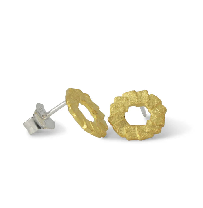 PRE ORDER - Vergulde zilveren oorstekers 'Blocks'
