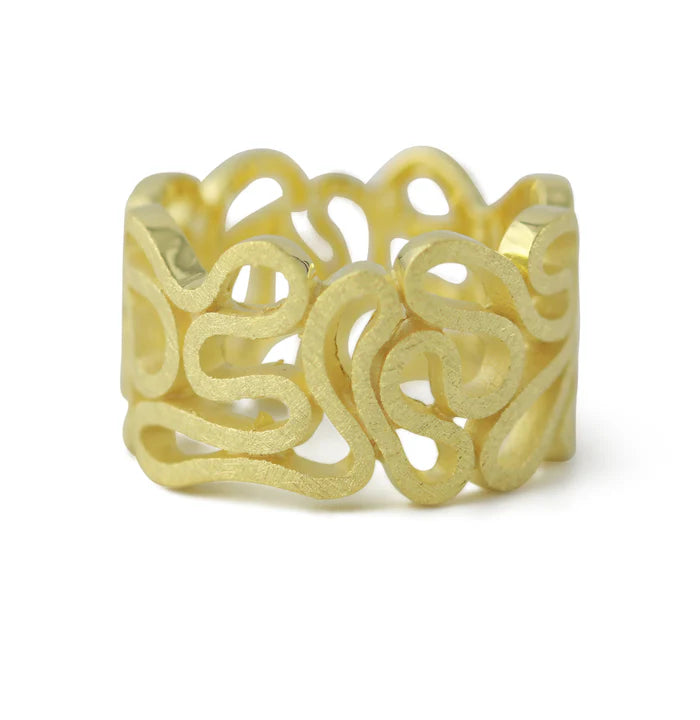 PRE ORDER - Vergulde zilveren Ring 'Ribbon'