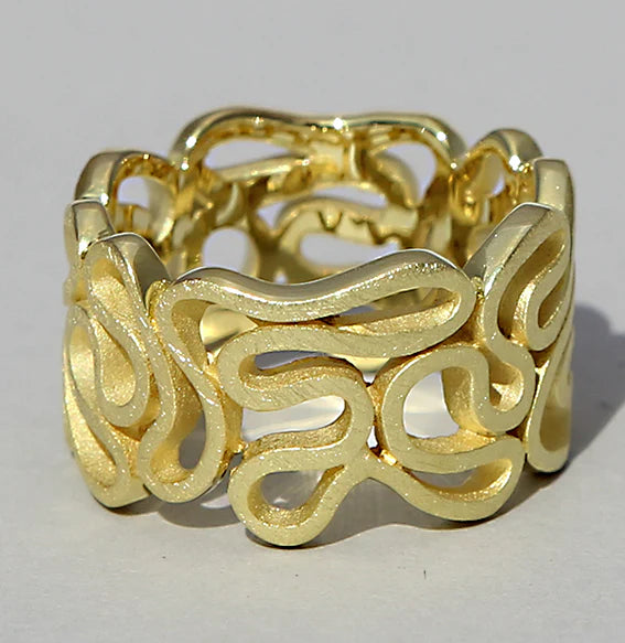 PRE ORDER - Vergulde zilveren Ring 'Ribbon'