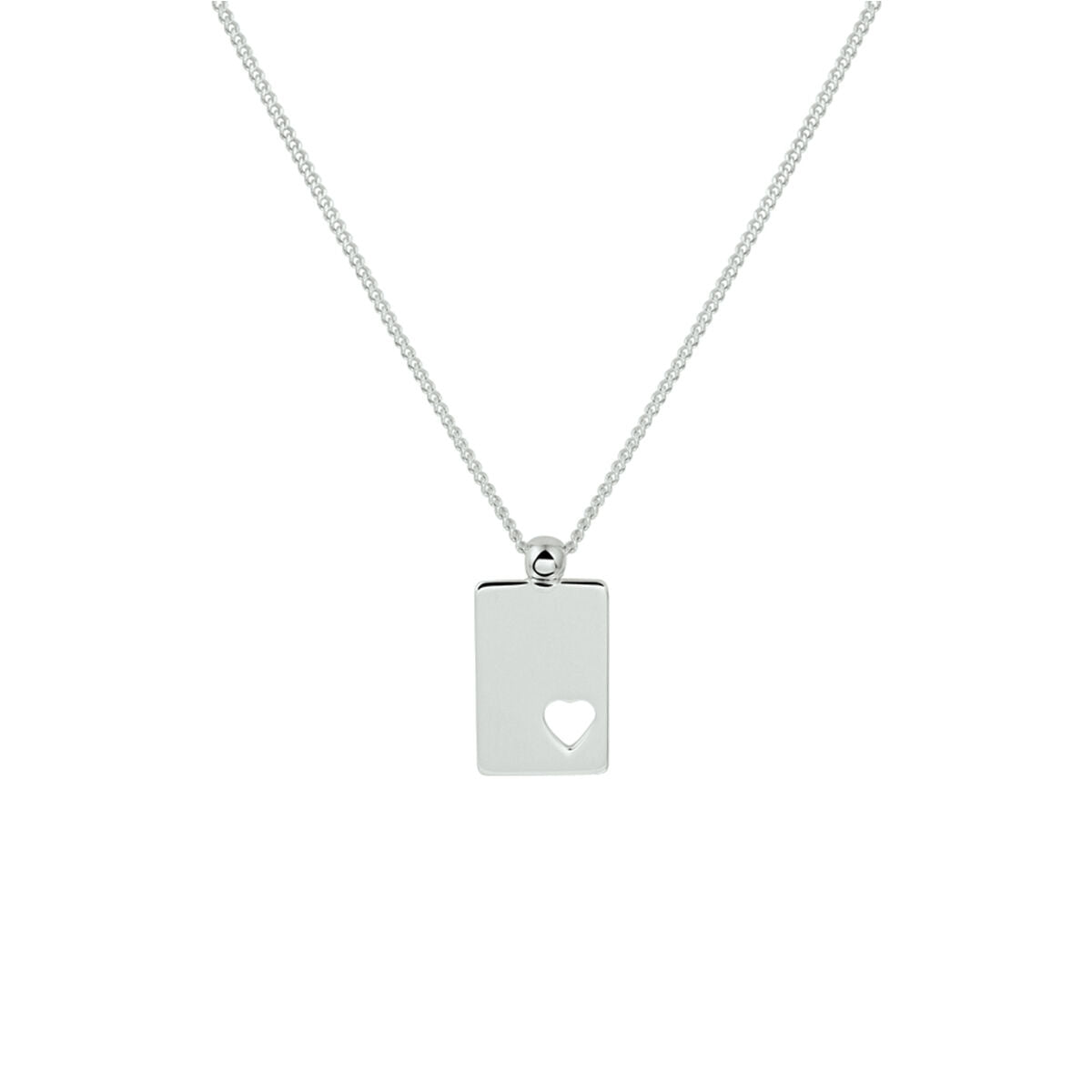 Graveerhanger rechthoek met hartje incl. ketting | Zilver | 17x9 mm